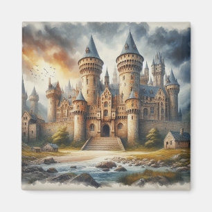 Mediaeval Castle at Sunset with Atmospheric Skies Magnet
