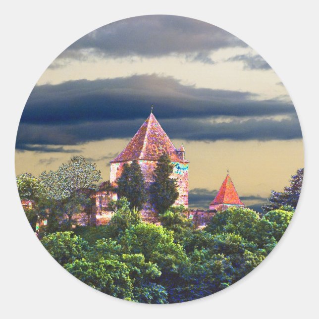 mediaeval castle classic round sticker (Front)