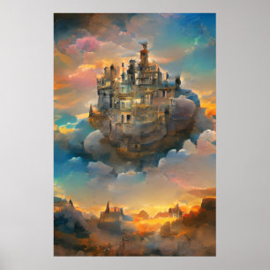 Mediaeval Castle, Fantasy Kingdom, Castle In sky Poster