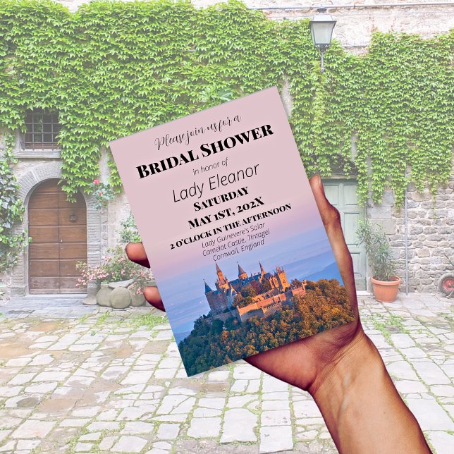 Mediaeval Castle Fantasy Pink Bridal Shower Invitation (Creator Uploaded)