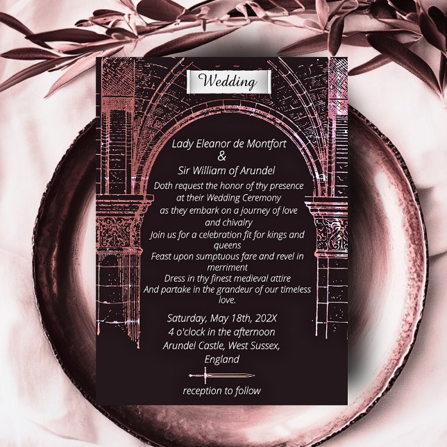 Mediaeval Castle Faux Parchment Wedding Invitation (Medieval Castle Faux Parchment Wedding Invitation)