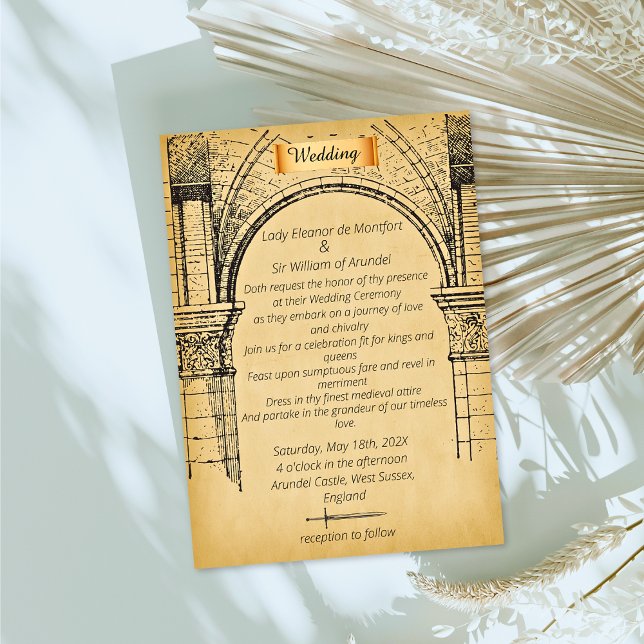 Mediaeval Castle Faux Parchment Wedding Invitation (Creator Uploaded)