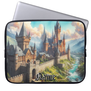Mediaeval Castle in a Mountain Valley Landscape Laptop Sleeve