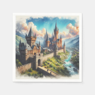 Mediaeval Castle in a Mountain Valley Landscape Napkin
