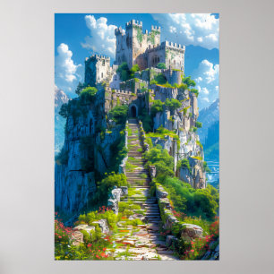 Mediaeval Castle on Hill Poster