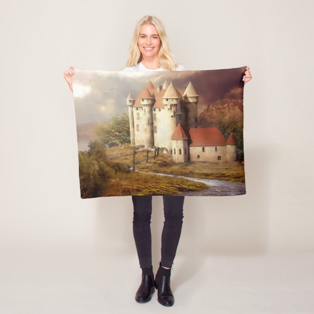 Mediaeval Castle River Run Fleece Blanket (In Situ)