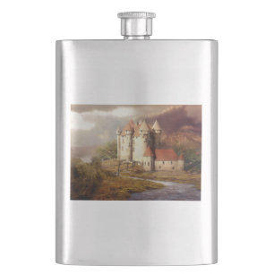 Mediaeval Castle River Run Hip Flask