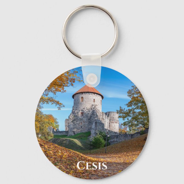 Mediaeval castle surrounded by forest key ring (Front)