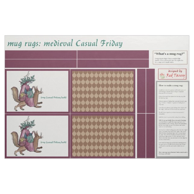Mediaeval "Casual Friday" DIY Mug Rugs Fabric (Fat Quarter)
