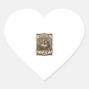 Mediaeval Cat Cat Mediaeval Manuscript Vintage Heart Sticker