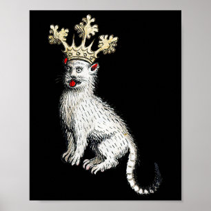 Mediaeval Cat King Antique Middle Ages Germany  Poster