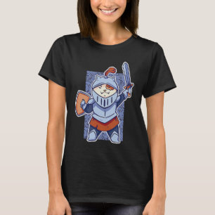 Mediaeval Cat Kitten with sword and Sheild Dragons T-Shirt