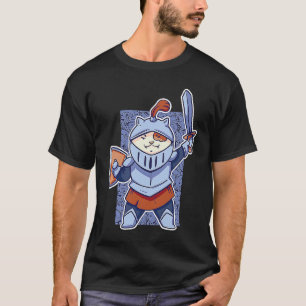 Mediaeval Cat Kitten with sword and Sheild Dragons T-Shirt
