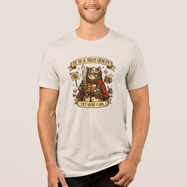 Mediaeval Cat Knight Meme Shirt | Funny Fantasy Ca (Front)