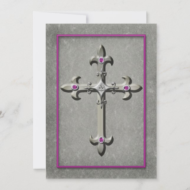 Mediaeval Celtic Cross Wedding Invitation (Front)
