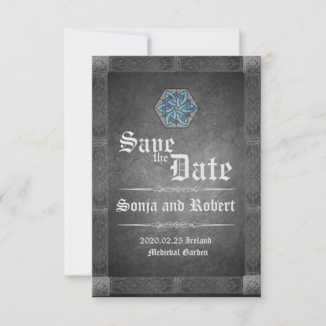 Mediaeval Celtic Stone Wedding Invitation (Front)