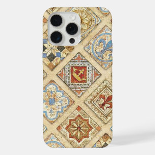 Mediaeval Ceramic Tile Crowns Fleur De Lis iPhone 15 Pro Max Case