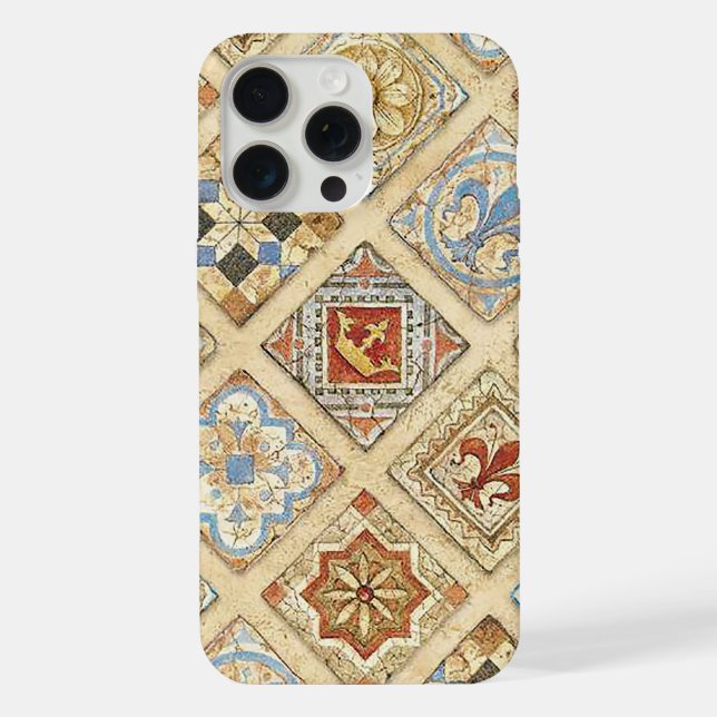 Mediaeval Ceramic Tile Crowns Fleur De Lis iPhone Case (Back)