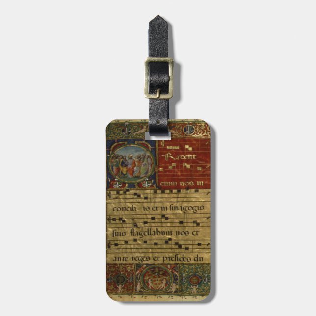 Mediaeval Chant Manuscript Luggage Tag (Front Vertical)