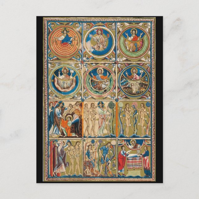 Mediaeval Christian Illuminated Manuscript  Postcard (Front)