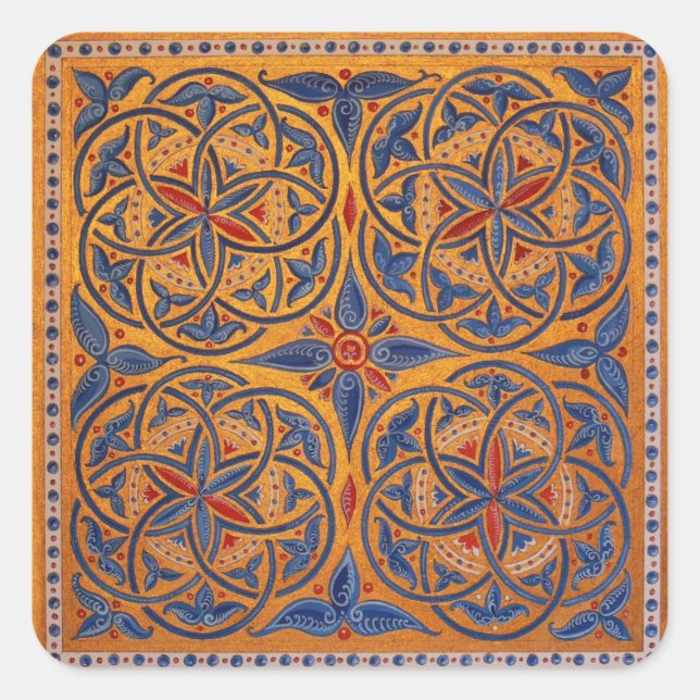 Mediaeval circles square sticker (Front)