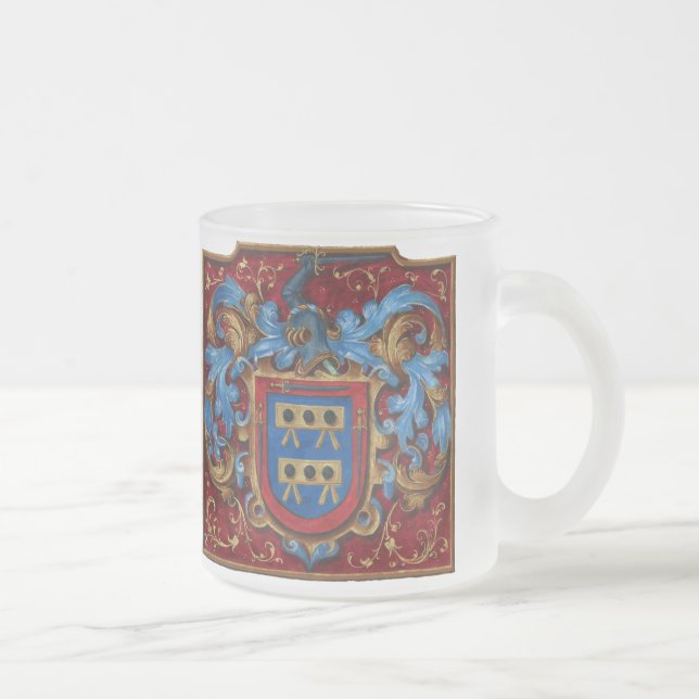 Mediaeval Coat of Arms Frosted Glass Coffee Mug (Right)