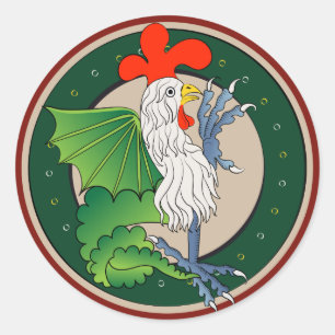 Mediaeval Cockatrice - Simdragon Art logo Classic Round Sticker