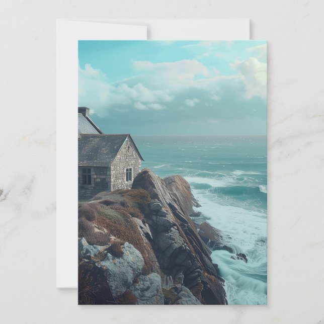 Mediaeval Cottage on a Cliff Invitation (Front)