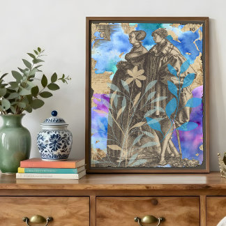 Mediaeval Couple Decoupage Tissue Paper with Flowe