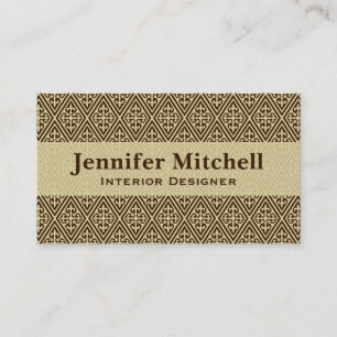 Mediaeval Cross Damask - Dark Brown and Tan Business Card