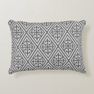 Mediaeval Cross Damask - Silver Grey / Grey Decorative Cushion