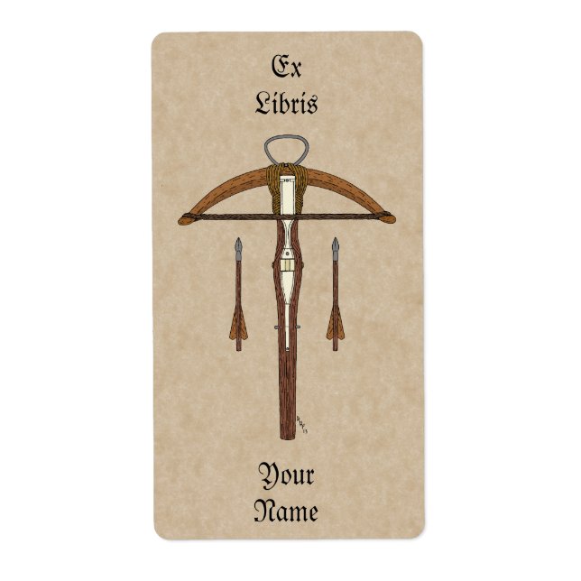 Mediaeval Crossbow with Bolts Bookplate (Front)