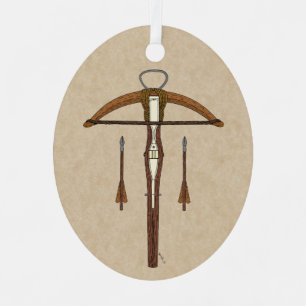 Mediaeval Crossbow with Bolts Metal Tree Decoration