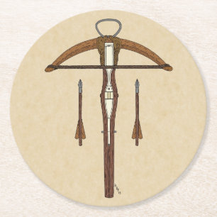 Mediaeval Crossbow with Bolts Round Paper Coaster
