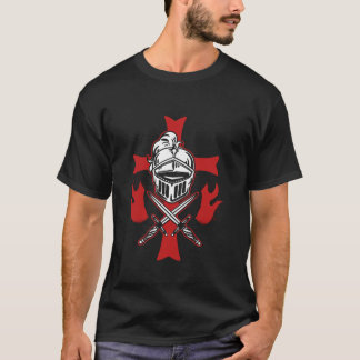 Mediaeval Crusader Knights Templar Helmet Cross an T-Shirt