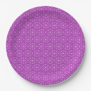 Mediaeval Damask Diamonds, amethyst purple Paper Plate
