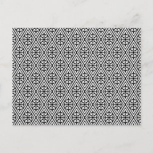 Mediaeval Damask Diamonds, black and white Postcard