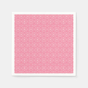 Mediaeval Damask Diamonds, coral pink & white Napkin