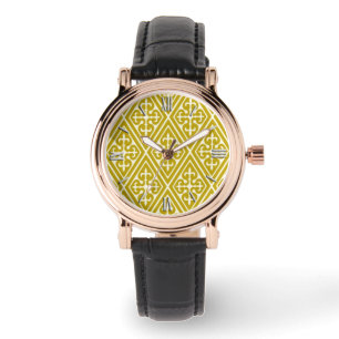 Mediaeval Damask Diamonds, mustard gold Watch