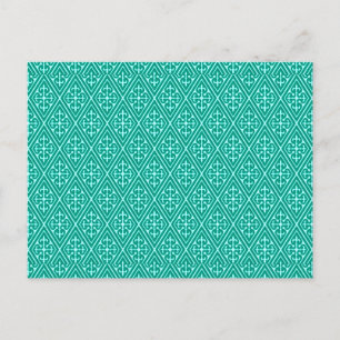 Mediaeval Damask Diamonds, turquoise and aqua Postcard