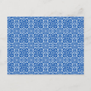 Mediaeval Damask Fleur-de-lis, cobalt blue Postcard
