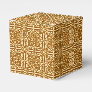 Mediaeval Damask Fleur-de-lis, copper and cream Favour Box