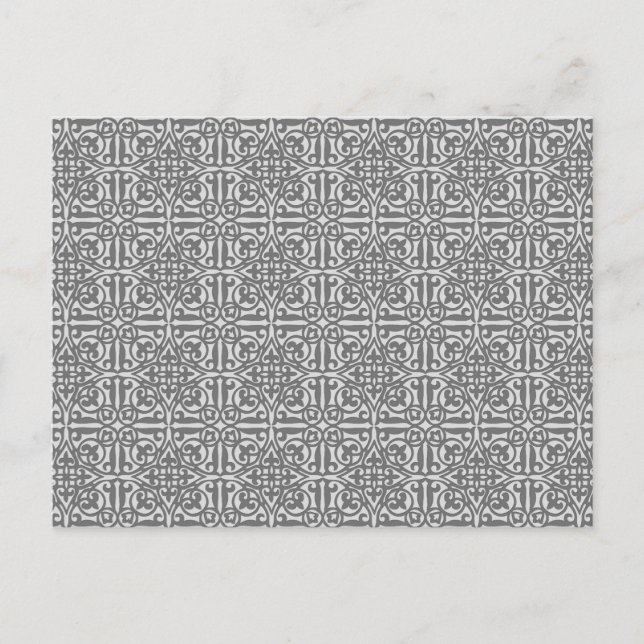 Mediaeval Damask Fleur-de-lis, silver grey Postcard (Front)
