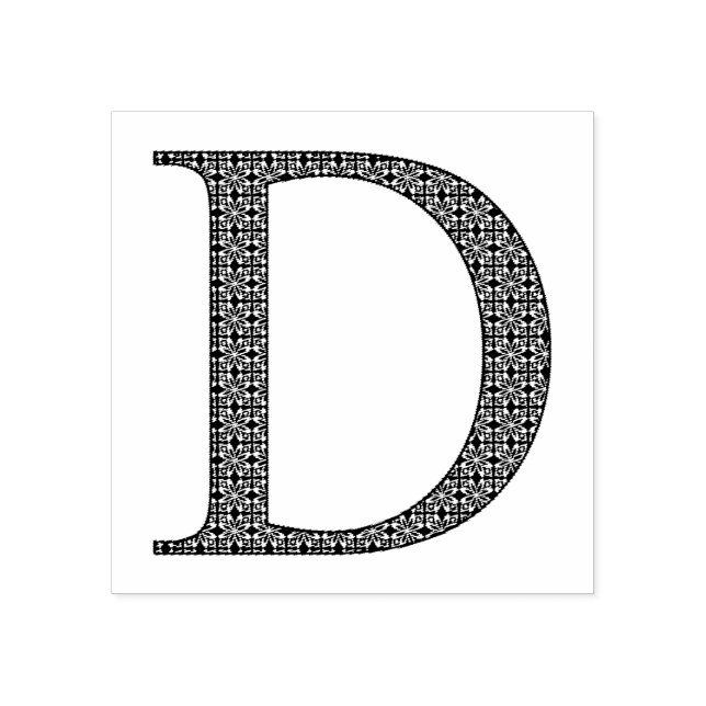 Mediaeval Damask Monogram Letter D Rubber Stamp (Imprint)