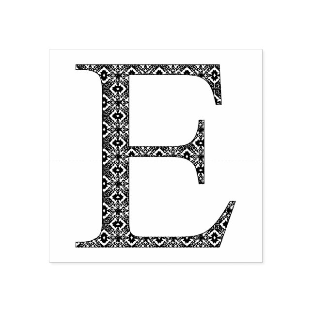 Mediaeval Damask Monogram Letter E Rubber Stamp (Imprint)