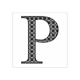 Mediaeval Damask Monogram Letter P Rubber Stamp