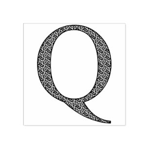 Mediaeval Damask Monogram Letter Q Rubber Stamp