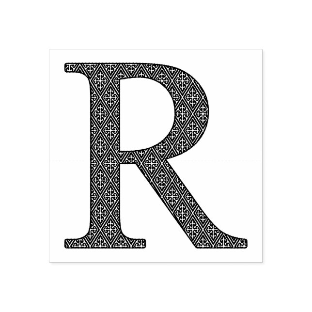 Mediaeval Damask Monogram Letter R Rubber Stamp (Imprint)
