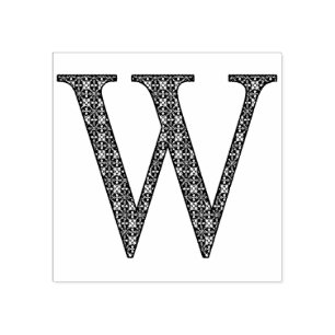 Mediaeval Damask Monogram Letter W Rubber Stamp