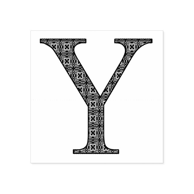 Mediaeval Damask Monogram Letter Y Rubber Stamp (Imprint)